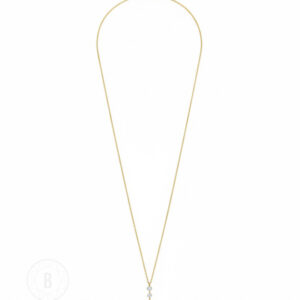 Halskette 585 Gold mit Tropfenanhänger und Zirkonia, 45 cm Länge, 2.40 g Gewicht, elegante Damenkette von BARTI Jewels & Diamonds, weißer Hintergrund.