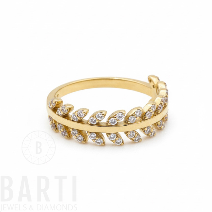 blattdesign ring 585 gelbgold zirkonia goldring damen barti jewels diamonds